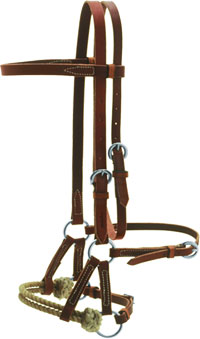 Sidepull W Harness Leather Headstall Double Rope Noseband